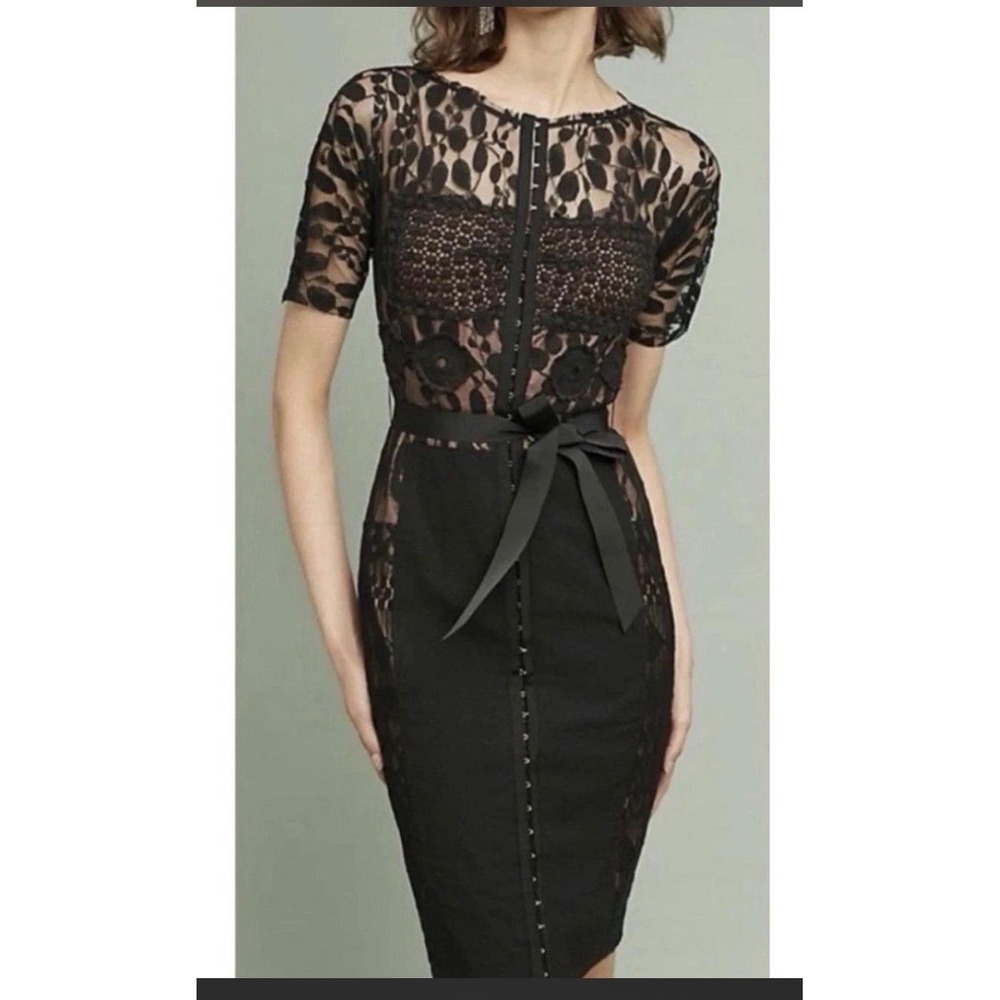 Anthropologie Beguile by Byron Lars Black Lace Sheath Dress Size 6